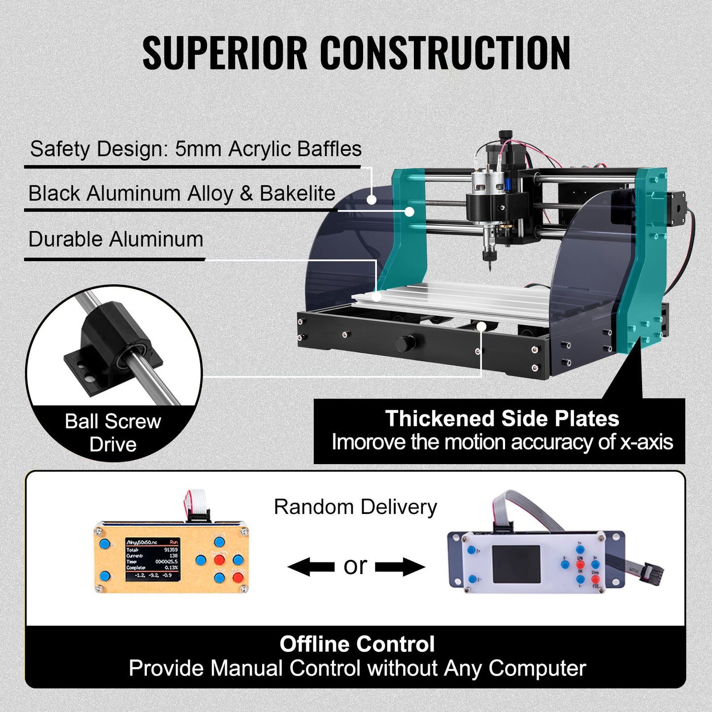 Vevor CNC 3018 Pro CNC Router 2.5W Laser, 3 Axis, GRBL Control, Laser Engraver Machine