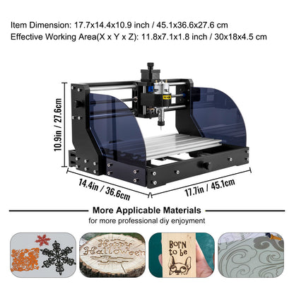 Vevor CNC 3018 Pro CNC Router 2.5W Laser, 3 Axis, GRBL Control, Laser Engraver Machine