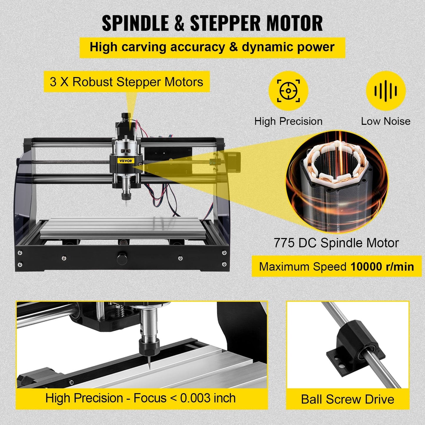 Mini CNC 3018 Pro Milling & Engraving Machine, 30 x 18 x 4.5 cm, 10000 RPM