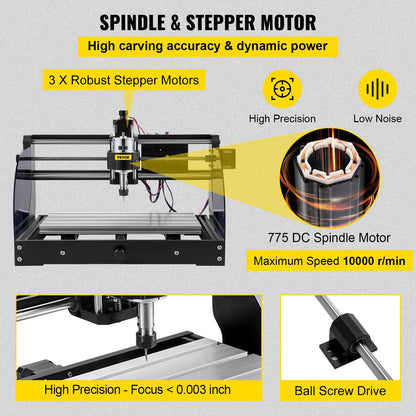 Mini CNC 3018 Pro Milling & Engraving Machine, 30 x 18 x 4.5 cm, 10000 RPM
