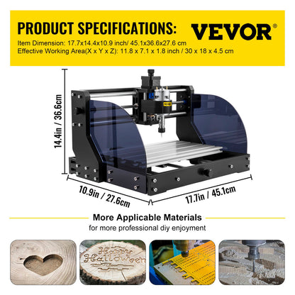 VEVOR Cnc 3018 Pro 10000RPM Cnc 3018 300×180×45mm Cnc Machine GRBL Control Mini
