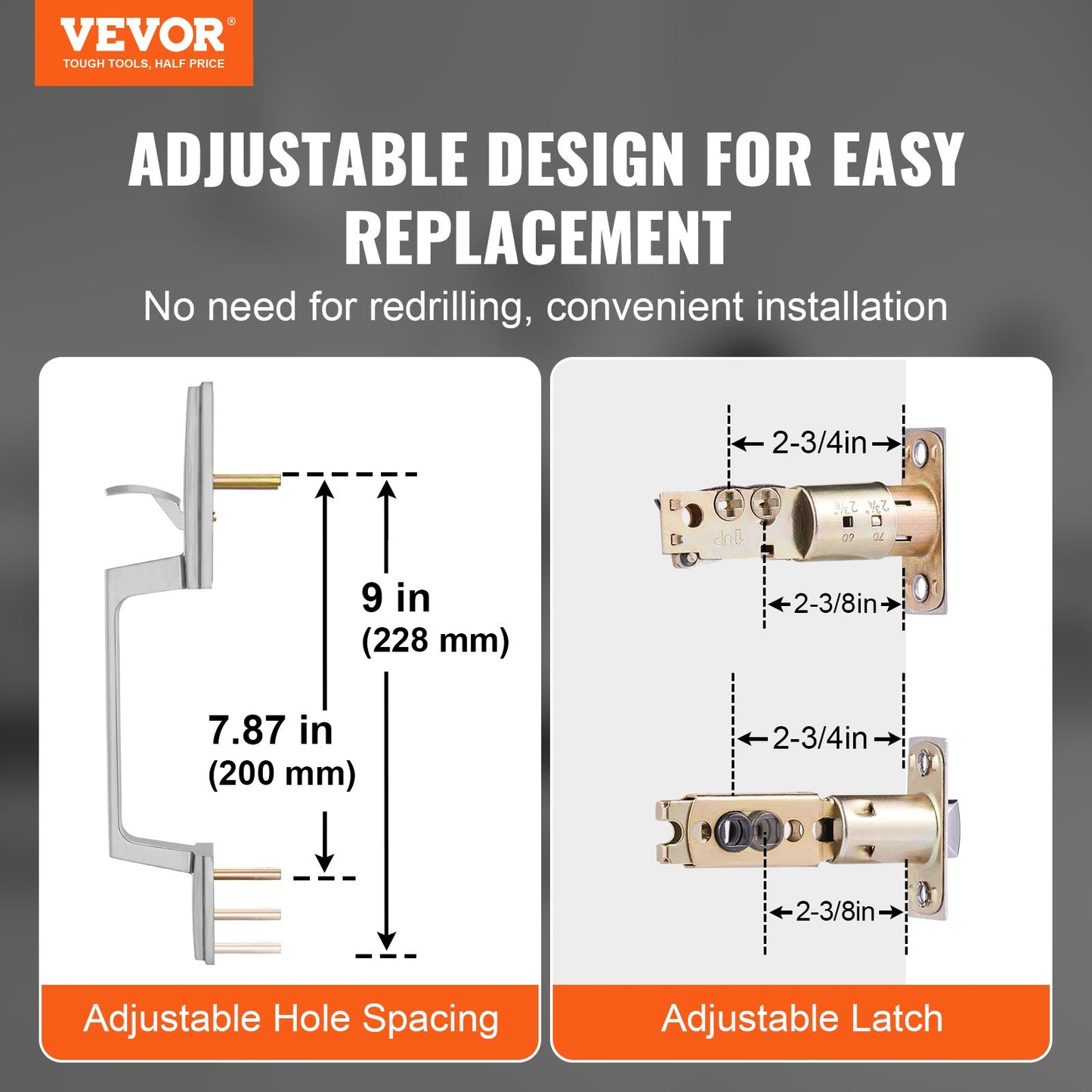 Front Door Handle and Deadbolt Set, Square Entry Handle Set with Lever, Single Cylinder, Adjustable Hole Space, Reversible for Right and Left Handed Entrance and Front Doors, Satin Nickel