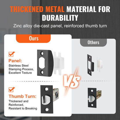 Front Door Handle, Square Entry Handle Set with Lever, No Lock, Adjustable Hole Space, Zinc Alloy Die-Casting, Reversible for Right and Left Handed Entrance and Front Doors, Matte Black