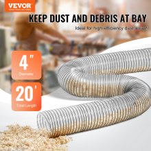 100mm x 6.1m Clear PVC Dust Collection Hose with Enhanced Stability