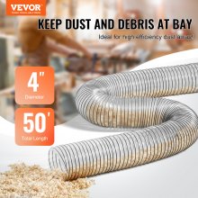 100mm x 15m PVC Dust Collection Hose - Flexible, Durable, Clear Design