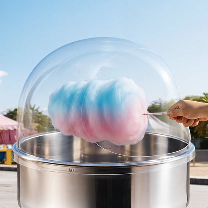 Cotton Candy Machine Cover, Transparent Acrylic Dome Bubble Shield, Cotton Candy Machine Bubble Shield Compatible with 52cm Cottons Candies Machines Bowl for Party, Shops, Bottom Groove Design