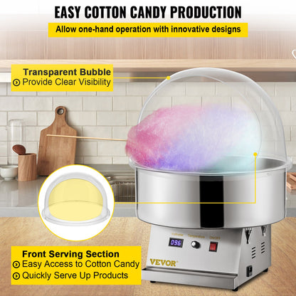 VEVOR Candy Machine Bubble Shield 20.5 Inch Clear Plastic Cotton Candy Cover for