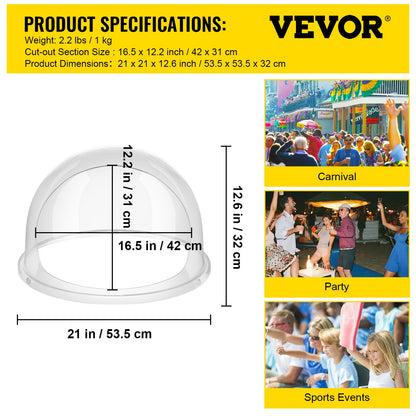 VEVOR Candy Machine Bubble Shield 20.5 Inch Clear Plastic Cotton Candy Cover for
