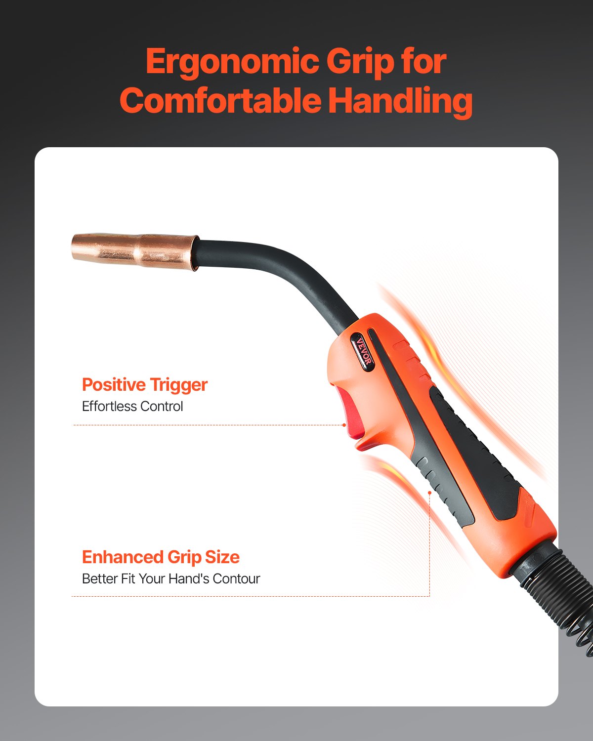VEVOR 250Amp Mig Welding Gun with 15FT Cable for 0.035" & 0.045" Welding Wires