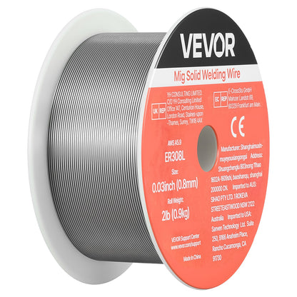 Solid MIG Welding Wire, ER308L 0.8mm 0.9kg, Low Spatter Stainless Steel Welding Wire with High Feedability for All-Position Gas Shielded Welding