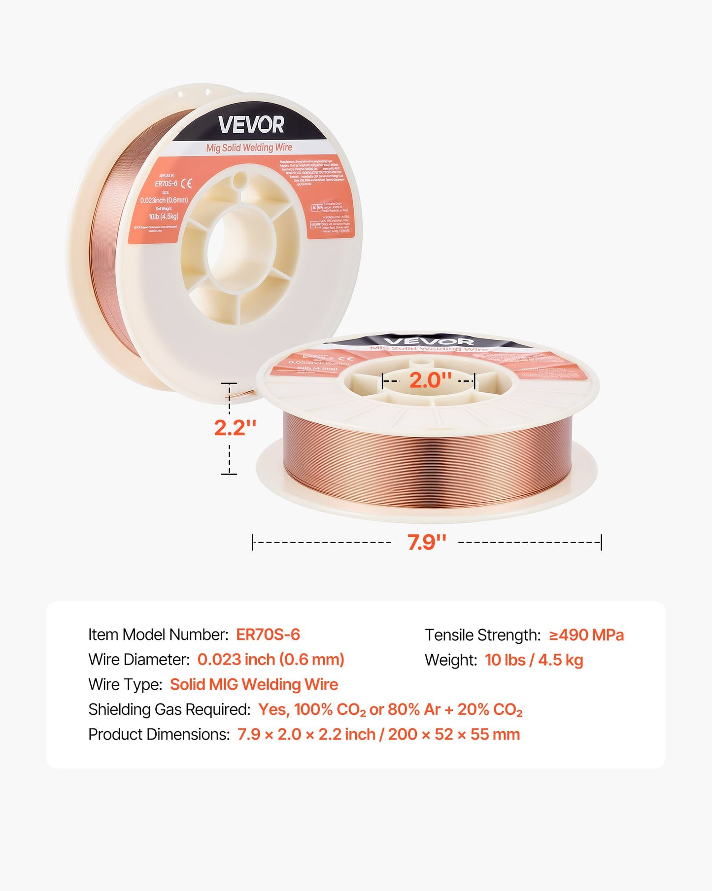 Solid MIG Welding Wire, ER70S-6 0.6mm 4.5kg, Low Spatter Mild Steel Welding Wire with High Deoxidizers for All-Position Gas Shielded Welding