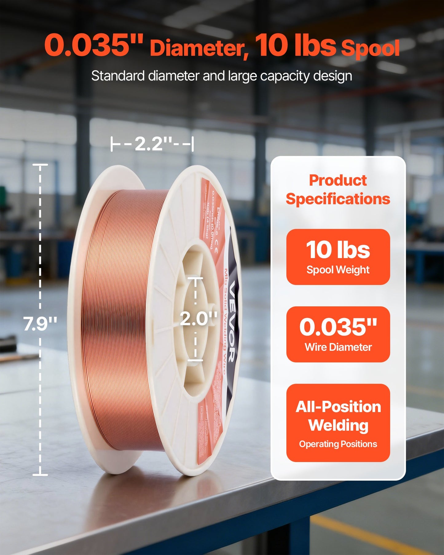 Solid MIG Welding Wire, ER70S-6 0.9mm 4.5kg, Low Spatter Mild Steel Welding Wire with High Deoxidizers for All-Position Gas Shielded Welding