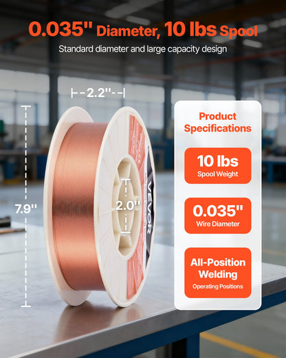 Solid MIG Welding Wire, ER70S-6 0.9mm 4.5kg, Low Spatter Mild Steel Welding Wire with High Deoxidizers for All-Position Gas Shielded Welding