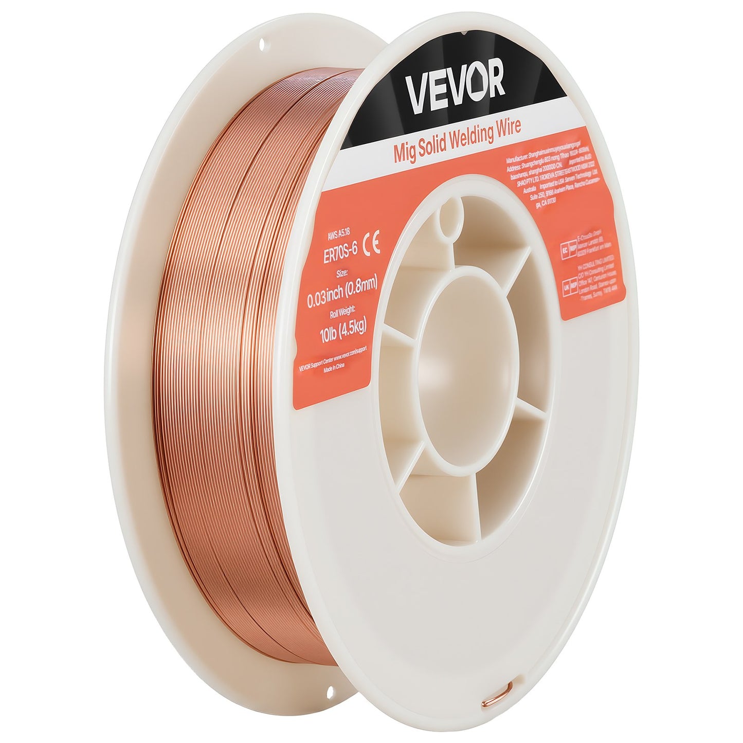 Solid MIG Welding Wire, ER70S-6 0.8mm 4.5kg, Low Spatter Mild Steel Welding Wire with High Deoxidizers for All-Position Gas Shielded Welding