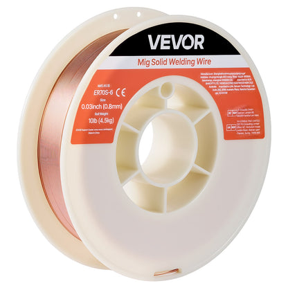 Solid MIG Welding Wire, ER70S-6 0.8mm 4.5kg, Low Spatter Mild Steel Welding Wire with High Deoxidizers for All-Position Gas Shielded Welding