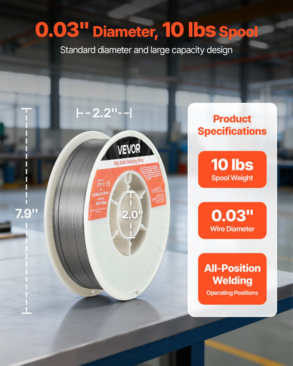 Flux Core MIG Welding Wire, E71T-11 0.8mm 4.5kg, Gasless Mild Steel Welding Wire with Low Spatter for All Position Arc Welding, Self-Shielded for Outdoor Use