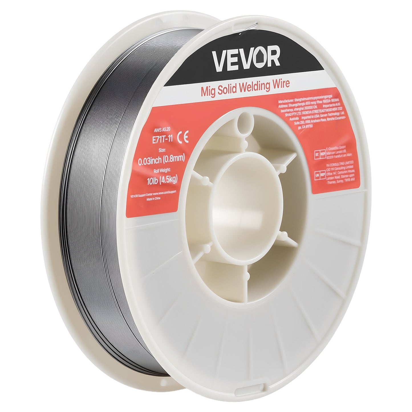 Flux Core MIG Welding Wire, E71T-11 0.8mm 4.5kg, Gasless Mild Steel Welding Wire with Low Spatter for All Position Arc Welding, Self-Shielded for Outdoor Use