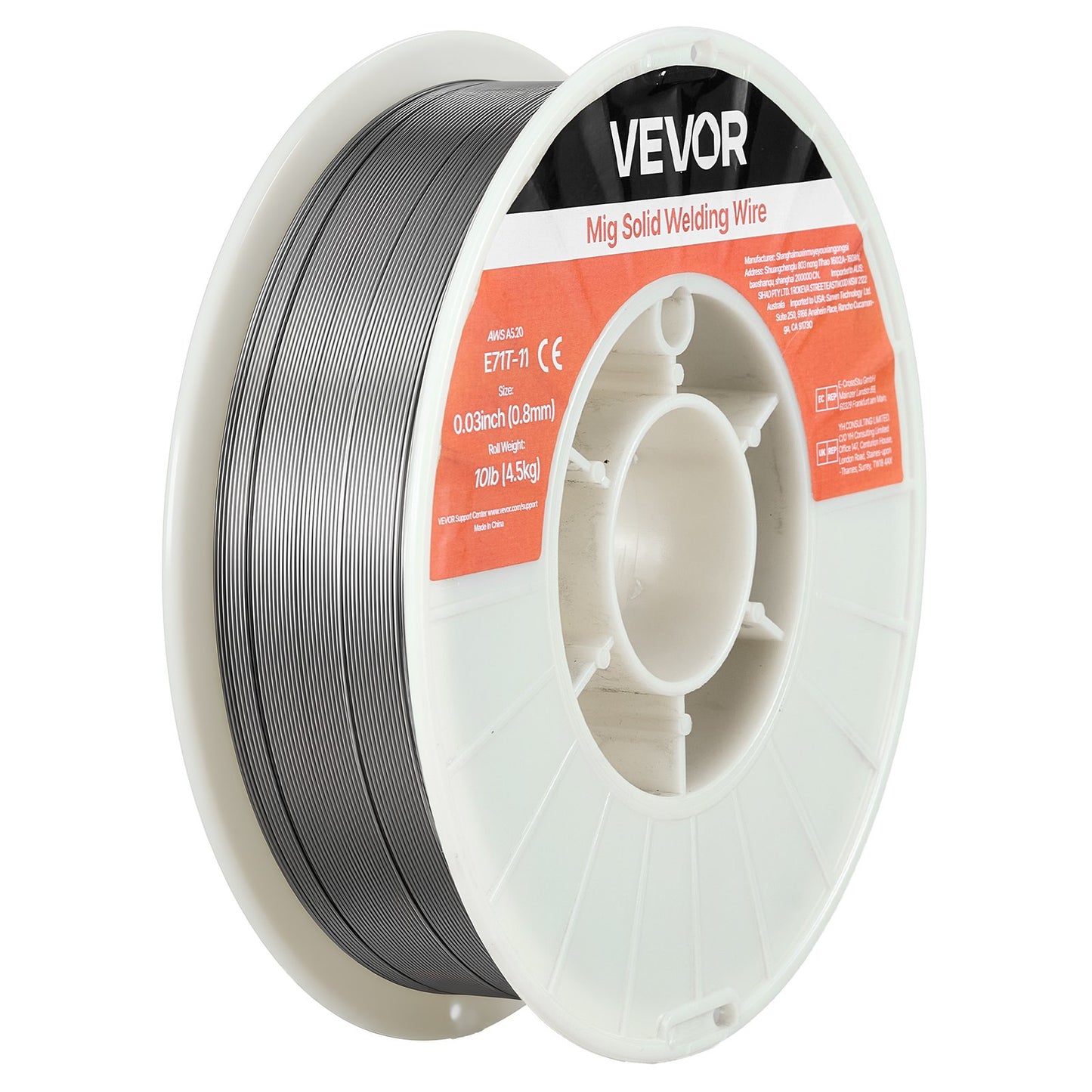 Flux Core MIG Welding Wire, E71T-11 0.8mm 4.5kg, Gasless Mild Steel Welding Wire with Low Spatter for All Position Arc Welding, Self-Shielded for Outdoor Use