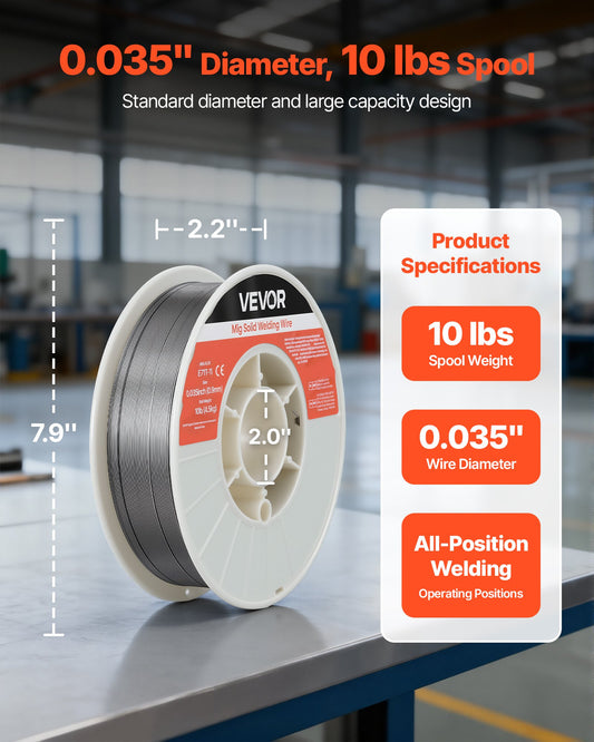 Flux Core MIG Welding Wire, E71T-11 0.9mm 4.5kg, Gasless Mild Steel Welding Wire with Low Spatter for All Position Arc Welding, Self-Shielded for Outdoor Use