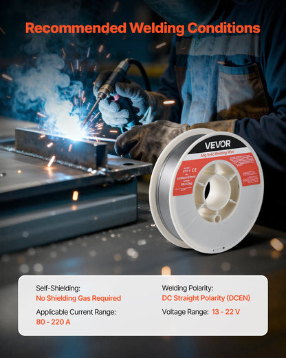 Flux Core MIG Welding Wire, E71T-11 0.9mm 4.5kg, Gasless Mild Steel Welding Wire with Low Spatter for All Position Arc Welding, Self-Shielded for Outdoor Use