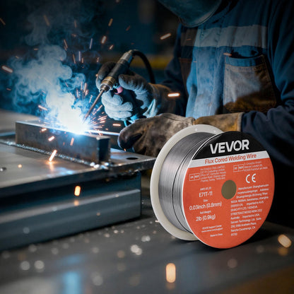 Flux Core MIG Welding Wire, E71T-11 0.8mm 0.9kg, Gasless Mild Steel Welding Wire with Low Spatter for All Position Arc Welding, Self-Shielded for Outdoor Use