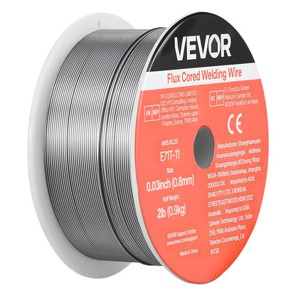 Flux Core MIG Welding Wire, E71T-11 0.8mm 0.9kg, Gasless Mild Steel Welding Wire with Low Spatter for All Position Arc Welding, Self-Shielded for Outdoor Use