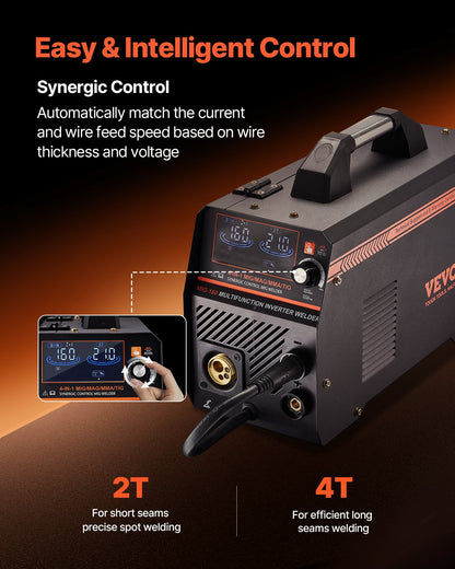 VEVOR MIG Welder 160A Welding Machine 4-in-1 Gas/Flux Core MIG/Stick/Lift TIG