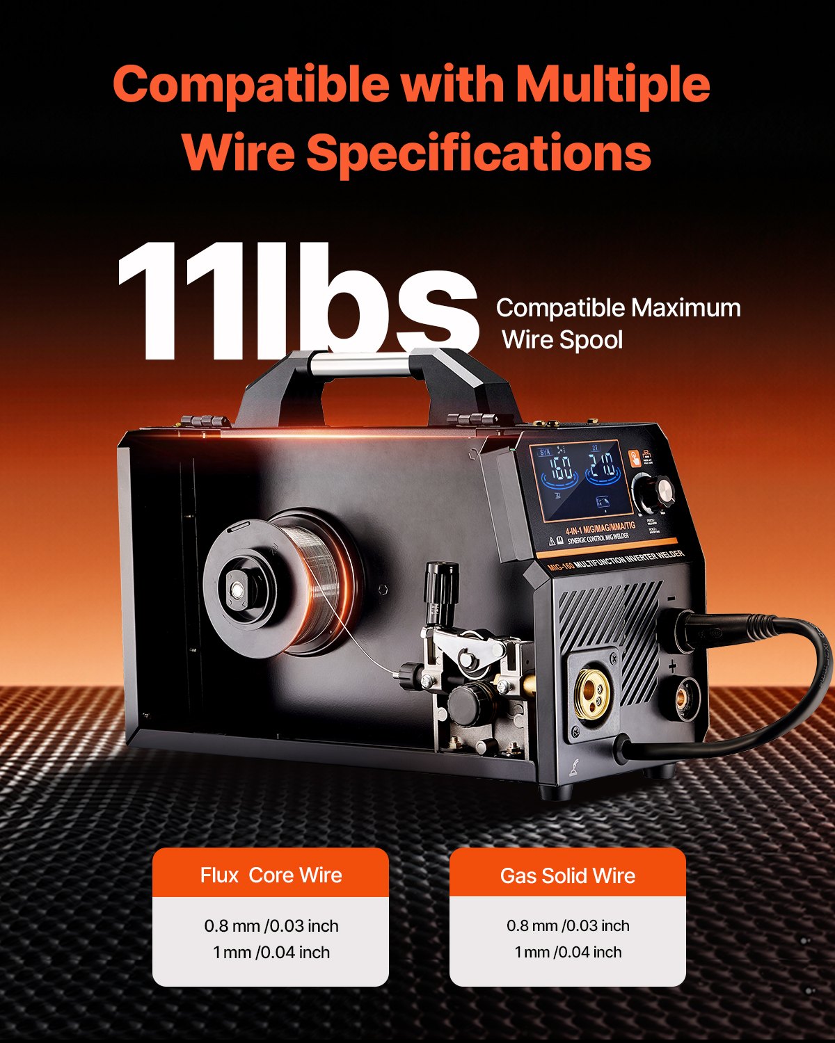 VEVOR MIG Welder 160A Welding Machine 4-in-1 Gas/Flux Core MIG/Stick/Lift TIG
