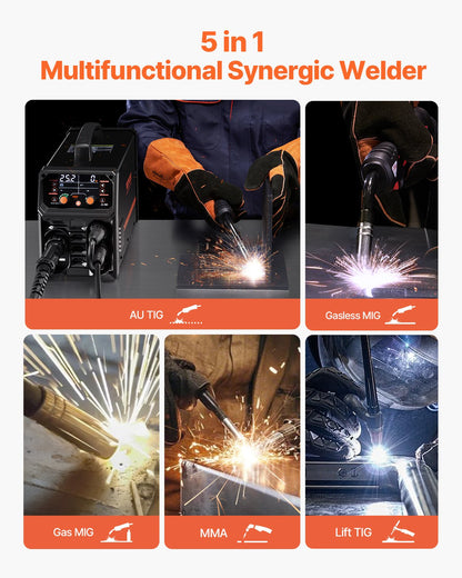 VEVOR MIG Welder 200A Pluse Mig Welding Machine 5-in-1 Synergic Welder Machine