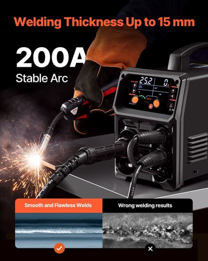 VEVOR MIG Welder 200A Pluse Mig Welding Machine 5-in-1 Synergic Welder Machine