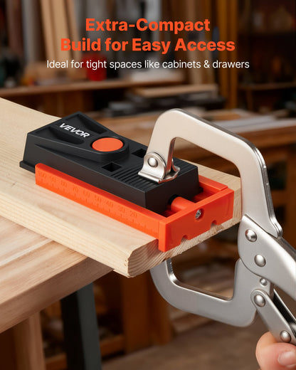 Pocket Hole Jig Kit, 12.7 to 38.1 mm Adjustable, Mini Jig Pocket Hole System with Step Drill, Hex Wrench, Drill Stop Ring, Square Drive Bit, and Screws, Reinforced Nylon Frame, for Woodworking