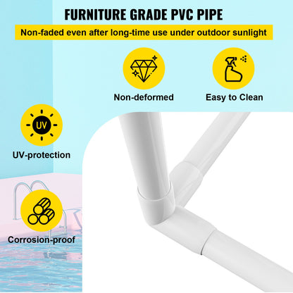 VEVOR Pool Towel Rack, 5 Bar, Milky, Freestanding Outdoor PVC Curved Poolside Storage
