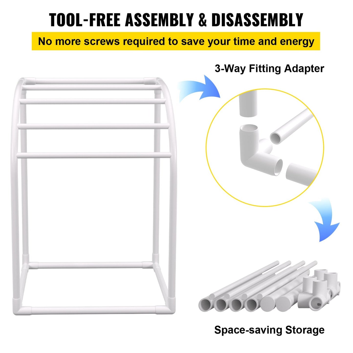 Freestanding 5-Bar Towel Rack with Accessories for Poolside and Beach Use