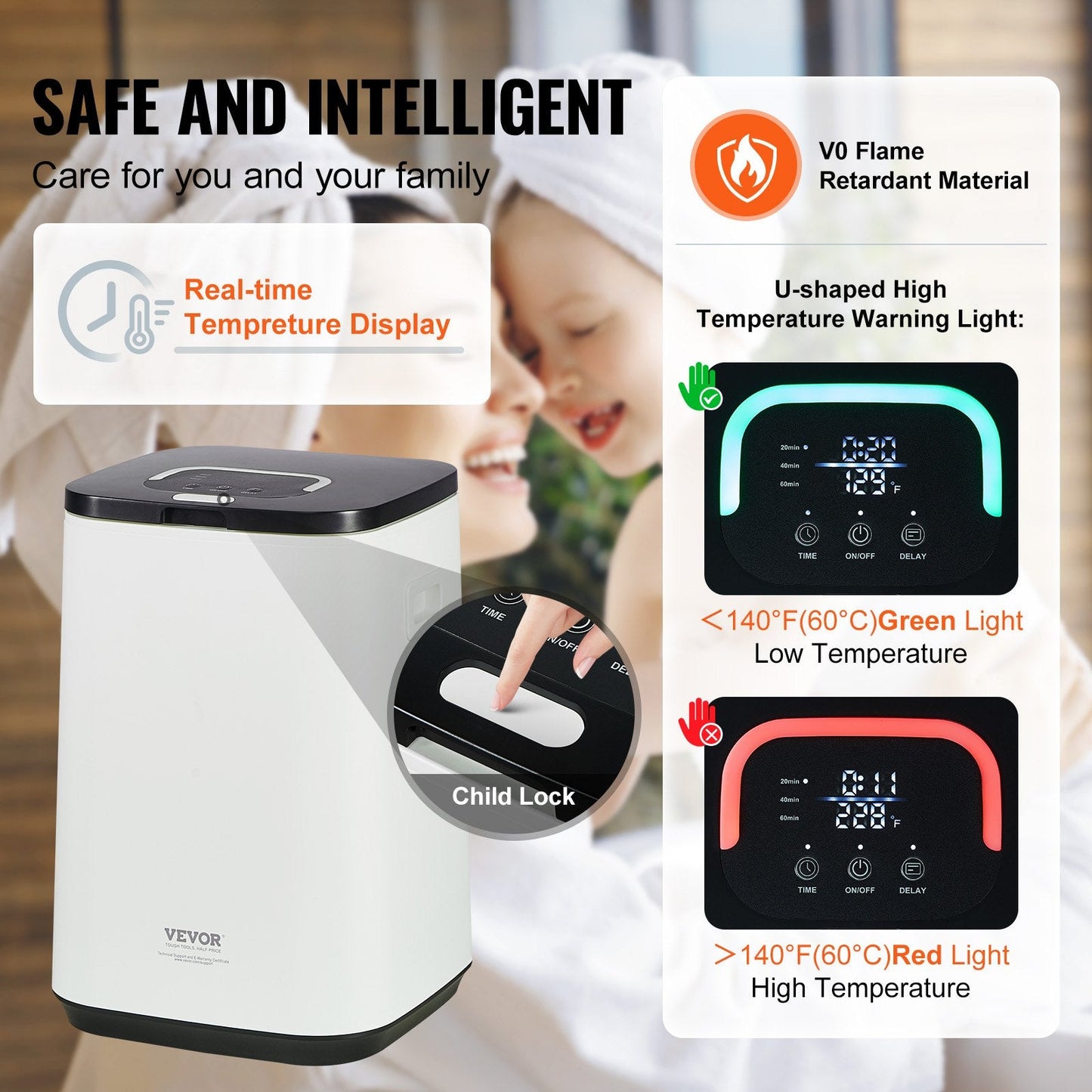 20L Towel Warmer with LED, U-Shaped Light & Timer, 4.2 kg, White