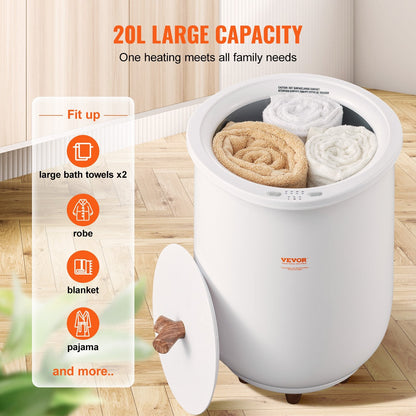 Large 20L Towel Warmer Bucket with Auto Shut Off & 4-Level Timer, 3.21 kg