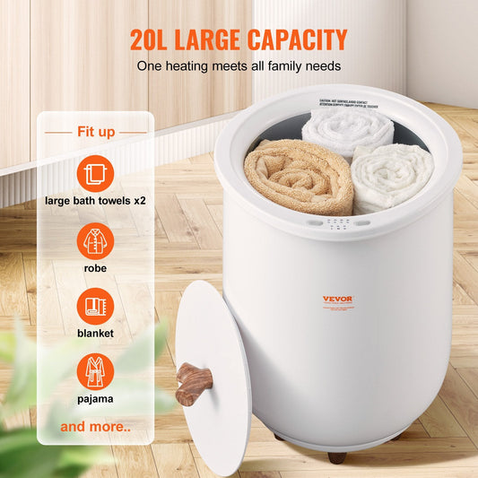 Large 20L Towel Warmer Bucket with Auto Shut Off & 4-Level Timer, 3.21 kg