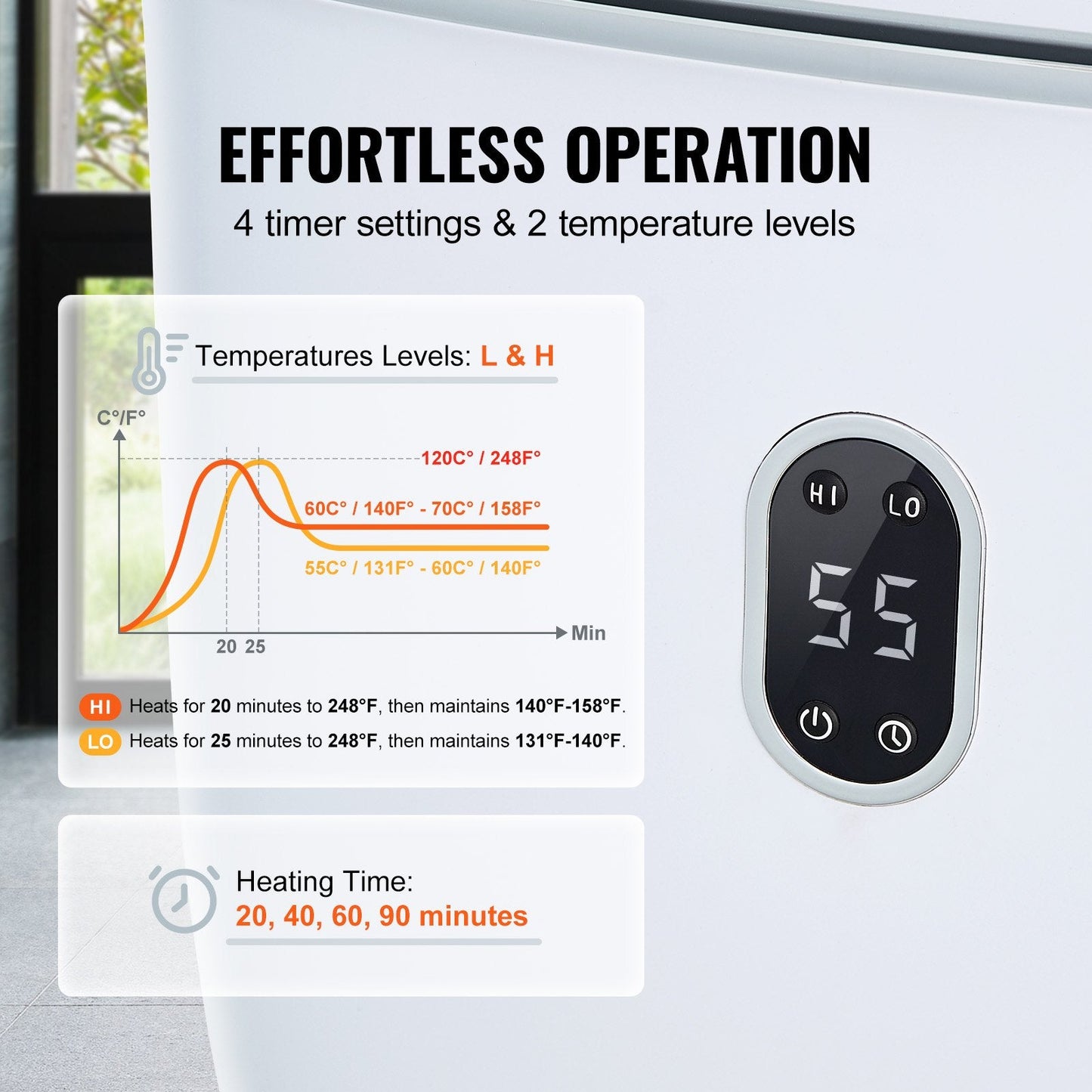 25L Towel Warmer with LED Display, Timer, and Bottom Heating - White