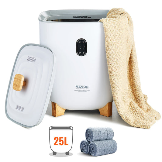 VEVOR 25L Towel Warmer Bucket with LED Screen Bottom Heating Columns Timer White