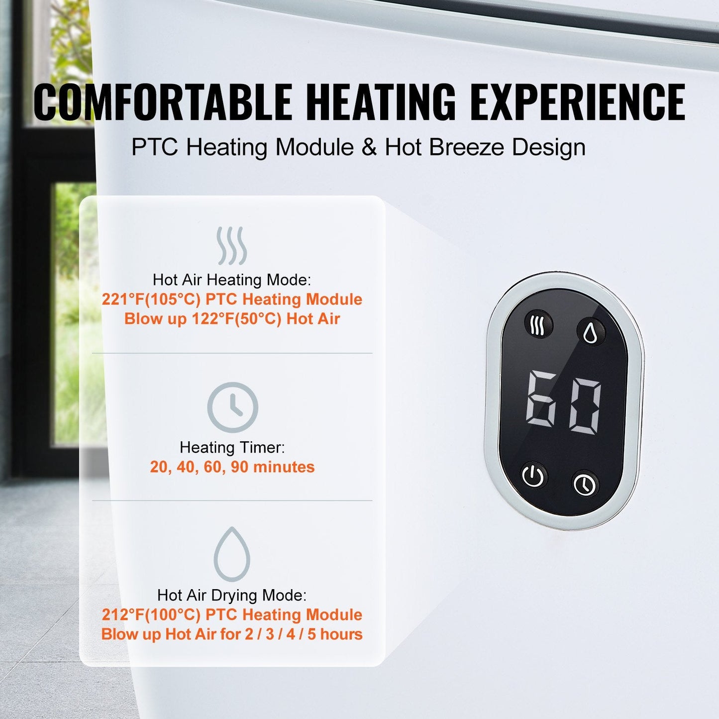35L Towel Warmer with LED Screen, Timer & Drying Function, White, 5.8 kg