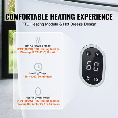 35L Towel Warmer with LED Screen, Timer & Drying Function, White, 5.8 kg