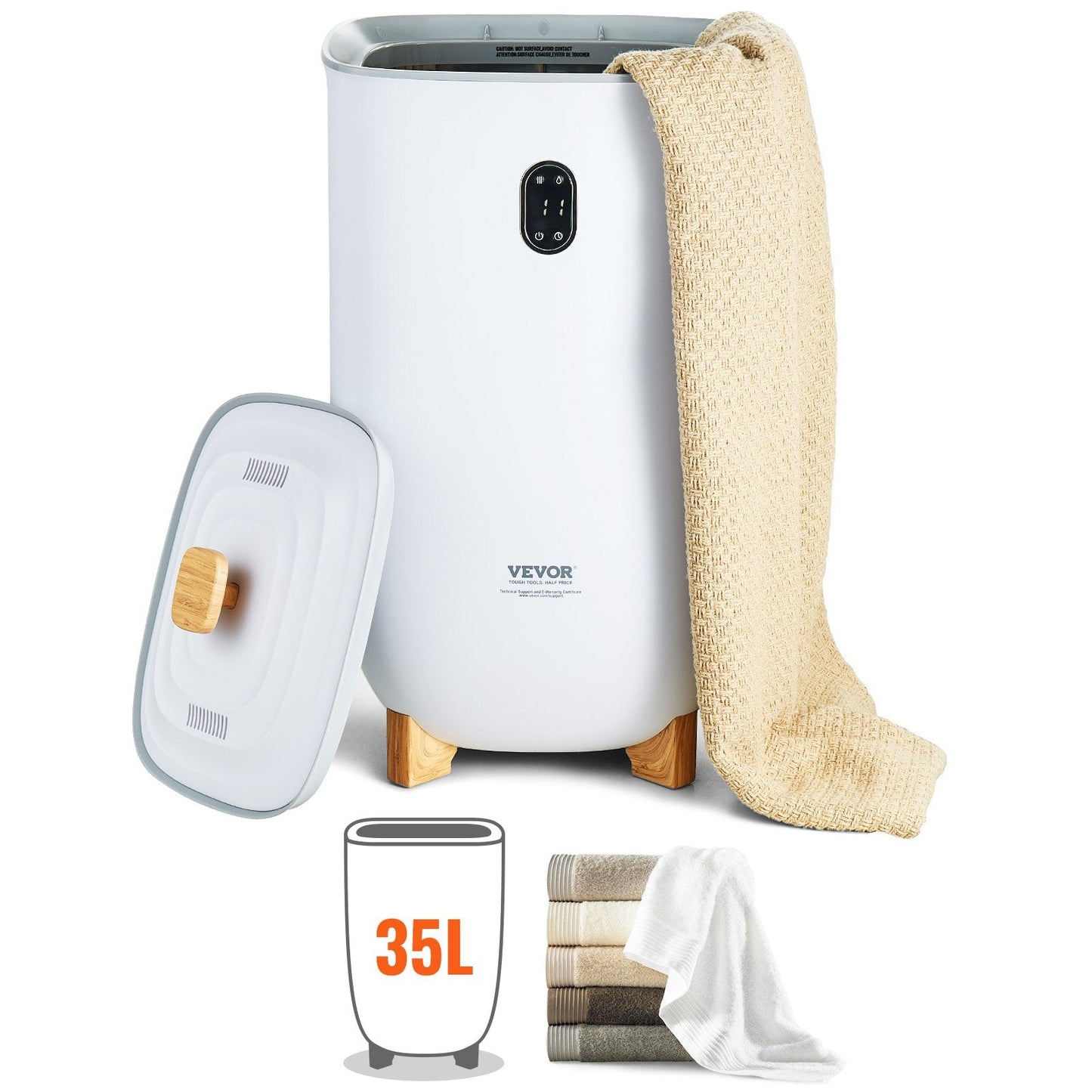 35L Towel Warmer with LED Screen, Timer & Drying Function, White, 5.8 kg