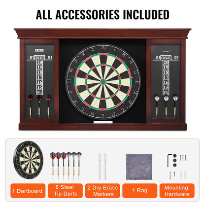 Dartboard and Cabinet Set, Ready-to-Play Bundle Official Size Dartboard Cabinet Set, Steel Tip Dart Cabinet, Features Easy Assembly, Complete with All Accessories, Perfect for Cricket Games