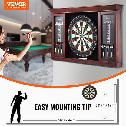 Dartboard and Cabinet Set, Ready-to-Play Bundle Official Size Dartboard Cabinet Set, Steel Tip Dart Cabinet, Features Easy Assembly, Complete with All Accessories, Perfect for Cricket Games