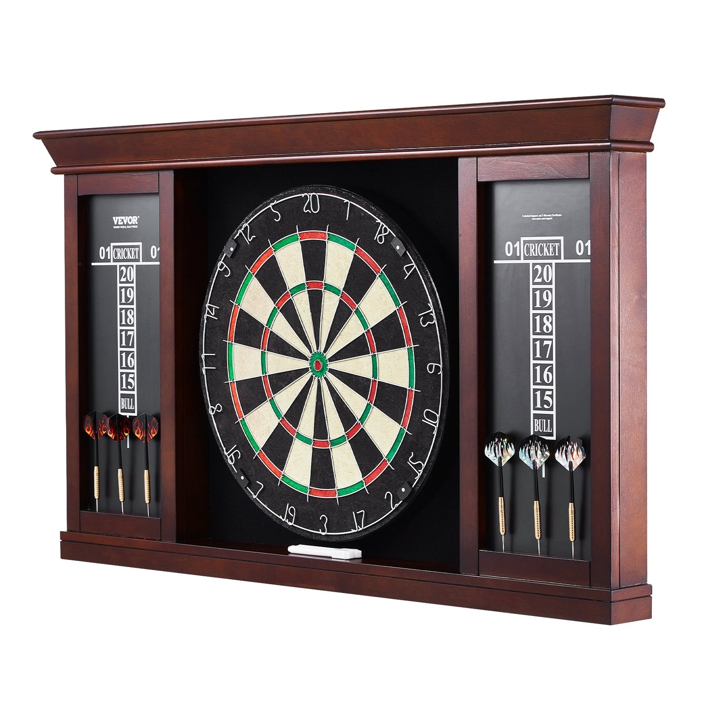 Dartboard and Cabinet Set, Ready-to-Play Bundle Official Size Dartboard Cabinet Set, Steel Tip Dart Cabinet, Features Easy Assembly, Complete with All Accessories, Perfect for Cricket Games