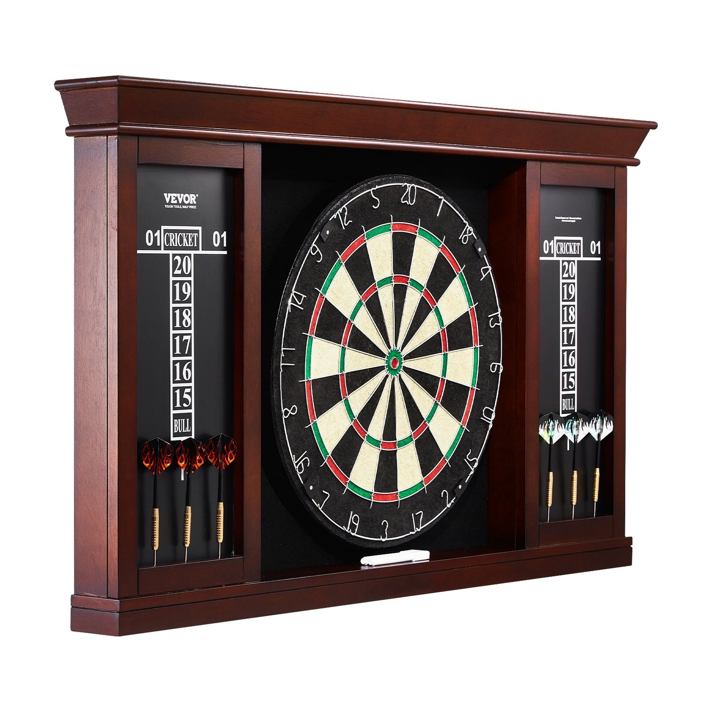 Dartboard and Cabinet Set, Ready-to-Play Bundle Official Size Dartboard Cabinet Set, Steel Tip Dart Cabinet, Features Easy Assembly, Complete with All Accessories, Perfect for Cricket Games