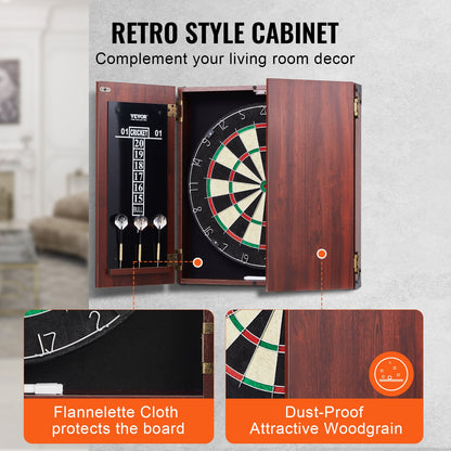 Dartboard and Cabinet Set, Ready-to-Play Bundle Official Size Dartboard Cabinet, Steel Tip Dart Hideaway Cabinet, Features Easy Assembly, Complete with All Accessories, Perfect for Cricket Games