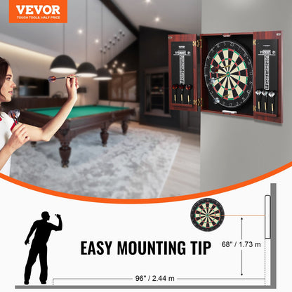 Dartboard and Cabinet Set, Ready-to-Play Bundle Official Size Dartboard Cabinet, Steel Tip Dart Hideaway Cabinet, Features Easy Assembly, Complete with All Accessories, Perfect for Cricket Games