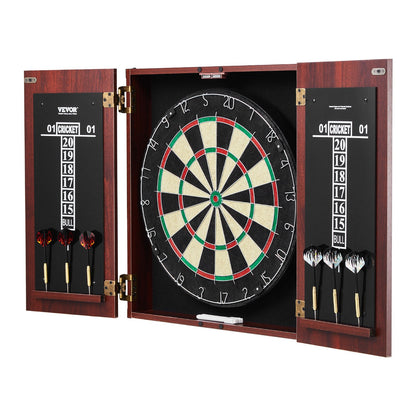 Dartboard and Cabinet Set, Ready-to-Play Bundle Official Size Dartboard Cabinet, Steel Tip Dart Hideaway Cabinet, Features Easy Assembly, Complete with All Accessories, Perfect for Cricket Games