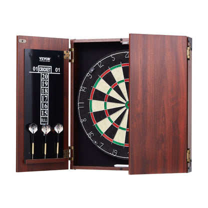Dartboard and Cabinet Set, Ready-to-Play Bundle Official Size Dartboard Cabinet, Steel Tip Dart Hideaway Cabinet, Features Easy Assembly, Complete with All Accessories, Perfect for Cricket Games