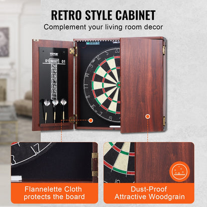 Dartboard Cabinet Set with LED Lights, Steel Tip Darts, 0.45m Diameter Board